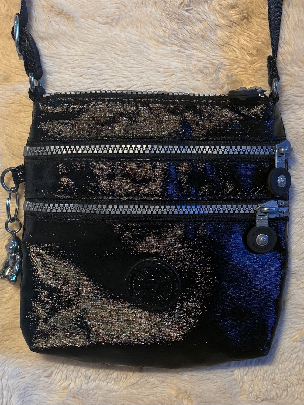 Kipling Alvar Vinyl Metallic Black Mini Bag